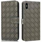 Embossed Big Small Concentric Squares Pattern Horizontal Flip Leather Case with Card Slot & Holder & Wallet For iPhone XR(Grey) - 1