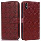 Embossed Big Small Concentric Squares Pattern Horizontal Flip Leather Case with Card Slot & Holder & Wallet For iPhone XR(Brown) - 1