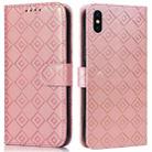 Embossed Big Small Concentric Squares Pattern Horizontal Flip Leather Case with Card Slot & Holder & Wallet For iPhone XS Max(Pink) - 1