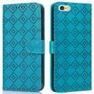 Embossed Big Small Concentric Squares Pattern Horizontal Flip Leather Case with Card Slot & Holder & Wallet For iPhone 8 Plus/7 Plus/6s Plus/6 Plus(Blue) - 1