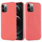 For iPhone 13 Pro Shockproof Silicone Magnetic Magsafe Case (Pink Orange) - 1