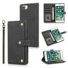 PU + TPU Horizontal Flip Leather Case with Holder & Card Slot & Wallet & Lanyard For iPhone 8 Plus & 7 Plus(Black) - 1