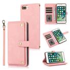 PU + TPU Horizontal Flip Leather Case with Holder & Card Slot & Wallet & Lanyard For iPhone 8 Plus & 7 Plus(Pink) - 1