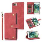 PU + TPU Horizontal Flip Leather Case with Holder & Card Slot & Wallet & Lanyard For iPhone 8 Plus & 7 Plus(Wine Red) - 1