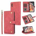 For iPhone X / XS PU + TPU Horizontal Flip Leather Case with Holder & Card Slot & Wallet & Lanyard(Wine Red) - 1