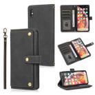 For iPhone XR PU + TPU Horizontal Flip Leather Case with Holder & Card Slot & Wallet & Lanyard(Black) - 1