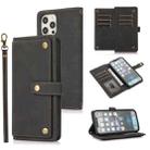 For iPhone 12 mini PU + TPU Horizontal Flip Leather Case with Holder & Card Slot & Wallet & Lanyard (Black) - 1