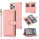 For iPhone 12 / 12 Pro PU + TPU Horizontal Flip Leather Case with Holder & Card Slot & Wallet & Lanyard(Pink) - 1