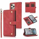 For iPhone 12 / 12 Pro PU + TPU Horizontal Flip Leather Case with Holder & Card Slot & Wallet & Lanyard(Wine Red) - 1