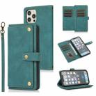 For iPhone 12 / 12 Pro PU + TPU Horizontal Flip Leather Case with Holder & Card Slot & Wallet & Lanyard(Lake Blue) - 1