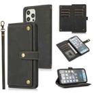 For iPhone 12 Pro Max PU + TPU Horizontal Flip Leather Case with Holder & Card Slot & Wallet & Lanyard(Black) - 1