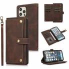 For iPhone 12 Pro Max PU + TPU Horizontal Flip Leather Case with Holder & Card Slot & Wallet & Lanyard(Brown) - 1