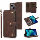 For iPhone 13 mini PU + TPU Horizontal Flip Leather Case with Holder & Card Slot & Wallet & Lanyard (Brown) - 1