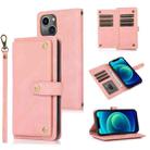 For iPhone 13 Pro PU + TPU Horizontal Flip Leather Case with Holder & Card Slot & Wallet & Lanyard (Pink) - 1