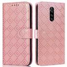 For Sony Xperia 1 Embossed Big Small Concentric Squares Pattern Horizontal Flip Leather Case with Card Slot & Holder & Wallet(Pink) - 1