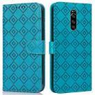 For Sony Xperia 1 Embossed Big Small Concentric Squares Pattern Horizontal Flip Leather Case with Card Slot & Holder & Wallet(Blue) - 1
