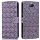 For Sony Xperia 10 Embossed Big Small Concentric Squares Pattern Horizontal Flip Leather Case with Card Slot & Holder & Wallet(Purple) - 1