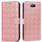 For Sony Xperia 10 Embossed Big Small Concentric Squares Pattern Horizontal Flip Leather Case with Card Slot & Holder & Wallet(Pink) - 1