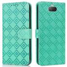 For Sony Xperia 10 Embossed Big Small Concentric Squares Pattern Horizontal Flip Leather Case with Card Slot & Holder & Wallet(Green) - 1
