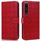 For Sony Xperia 1 II Embossed Big Small Concentric Squares Pattern Horizontal Flip Leather Case with Card Slot & Holder & Wallet(Red) - 1