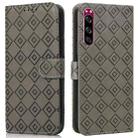 For Sony Xperia 5 Embossed Big Small Concentric Squares Pattern Horizontal Flip Leather Case with Card Slot & Holder & Wallet(Grey) - 1