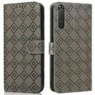 For Sony Xperia 5 II Embossed Big Small Concentric Squares Pattern Horizontal Flip Leather Case with Card Slot & Holder & Wallet(Grey) - 1