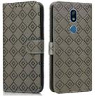 For LG K40 Embossed Big Small Concentric Squares Pattern Horizontal Flip Leather Case with Card Slot & Holder & Wallet(Grey) - 1