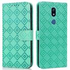 For LG K40 Embossed Big Small Concentric Squares Pattern Horizontal Flip Leather Case with Card Slot & Holder & Wallet(Green) - 1