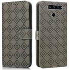 For LG K50 / Q60 Embossed Big Small Concentric Squares Pattern Horizontal Flip Leather Case with Card Slot & Holder & Wallet(Grey) - 1