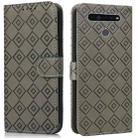 For LG K51S / K41S Embossed Big Small Concentric Squares Pattern Horizontal Flip Leather Case with Card Slot & Holder & Wallet(Grey) - 1