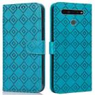 For LG K51S / K41S Embossed Big Small Concentric Squares Pattern Horizontal Flip Leather Case with Card Slot & Holder & Wallet(Blue) - 1