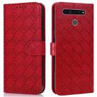 For LG K51S / K41S Embossed Big Small Concentric Squares Pattern Horizontal Flip Leather Case with Card Slot & Holder & Wallet(Red) - 1