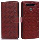 For LG K51S / K41S Embossed Big Small Concentric Squares Pattern Horizontal Flip Leather Case with Card Slot & Holder & Wallet(Brown) - 1