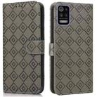 For LG K52 / Q52 / K62 Embossed Big Small Concentric Squares Pattern Horizontal Flip Leather Case with Card Slot & Holder & Wallet(Grey) - 1