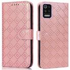 For LG K52 / Q52 / K62 Embossed Big Small Concentric Squares Pattern Horizontal Flip Leather Case with Card Slot & Holder & Wallet(Pink) - 1