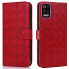 For LG K52 / Q52 / K62 Embossed Big Small Concentric Squares Pattern Horizontal Flip Leather Case with Card Slot & Holder & Wallet(Red) - 1