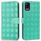 For LG K52 / Q52 / K62 Embossed Big Small Concentric Squares Pattern Horizontal Flip Leather Case with Card Slot & Holder & Wallet(Green) - 1