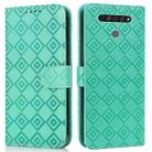 For LG K61 Embossed Big Small Concentric Squares Pattern Horizontal Flip Leather Case with Card Slot & Holder & Wallet(Green) - 1