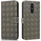 For LG Q Stylo 4 / Q8 Embossed Big Small Concentric Squares Pattern Horizontal Flip Leather Case with Card Slot & Holder & Wallet(Grey) - 1