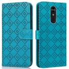 For LG Q Stylo 4 / Q8 Embossed Big Small Concentric Squares Pattern Horizontal Flip Leather Case with Card Slot & Holder & Wallet(Blue) - 1