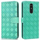 For LG Q Stylo 4 / Q8 Embossed Big Small Concentric Squares Pattern Horizontal Flip Leather Case with Card Slot & Holder & Wallet(Green) - 1