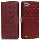 For LG Q6 Embossed Big Small Concentric Squares Pattern Horizontal Flip Leather Case with Card Slot & Holder & Wallet(Brown) - 1