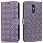 For LG Q7 Embossed Big Small Concentric Squares Pattern Horizontal Flip Leather Case with Card Slot & Holder & Wallet(Purple) - 1
