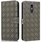 For LG Q7 Embossed Big Small Concentric Squares Pattern Horizontal Flip Leather Case with Card Slot & Holder & Wallet(Grey) - 1