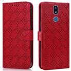 For LG Stylo 5 Embossed Big Small Concentric Squares Pattern Horizontal Flip Leather Case with Card Slot & Holder & Wallet(Red) - 1