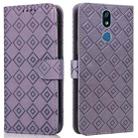 For LG X power2 Embossed Big Small Concentric Squares Pattern Horizontal Flip Leather Case with Card Slot & Holder & Wallet(Purple) - 1