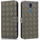 For LG X power2 Embossed Big Small Concentric Squares Pattern Horizontal Flip Leather Case with Card Slot & Holder & Wallet(Grey) - 1