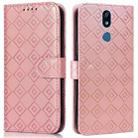 For LG X power2 Embossed Big Small Concentric Squares Pattern Horizontal Flip Leather Case with Card Slot & Holder & Wallet(Pink) - 1