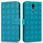 For LG X power2 Embossed Big Small Concentric Squares Pattern Horizontal Flip Leather Case with Card Slot & Holder & Wallet(Blue) - 1