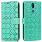 For LG X power2 Embossed Big Small Concentric Squares Pattern Horizontal Flip Leather Case with Card Slot & Holder & Wallet(Green) - 1